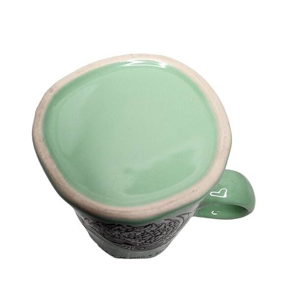 Artisan Coffee Mugs, Mint Green "Have a Hoot of a Day" Ceramic Owl Drinking Cup - Picture 2 of 7